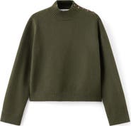 MANGO Shoulder Button Mock Neck Sweater