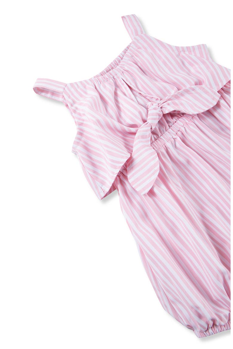 Stripe Tie Front Bubble Romper, Alternate, color, LIGHT PINK