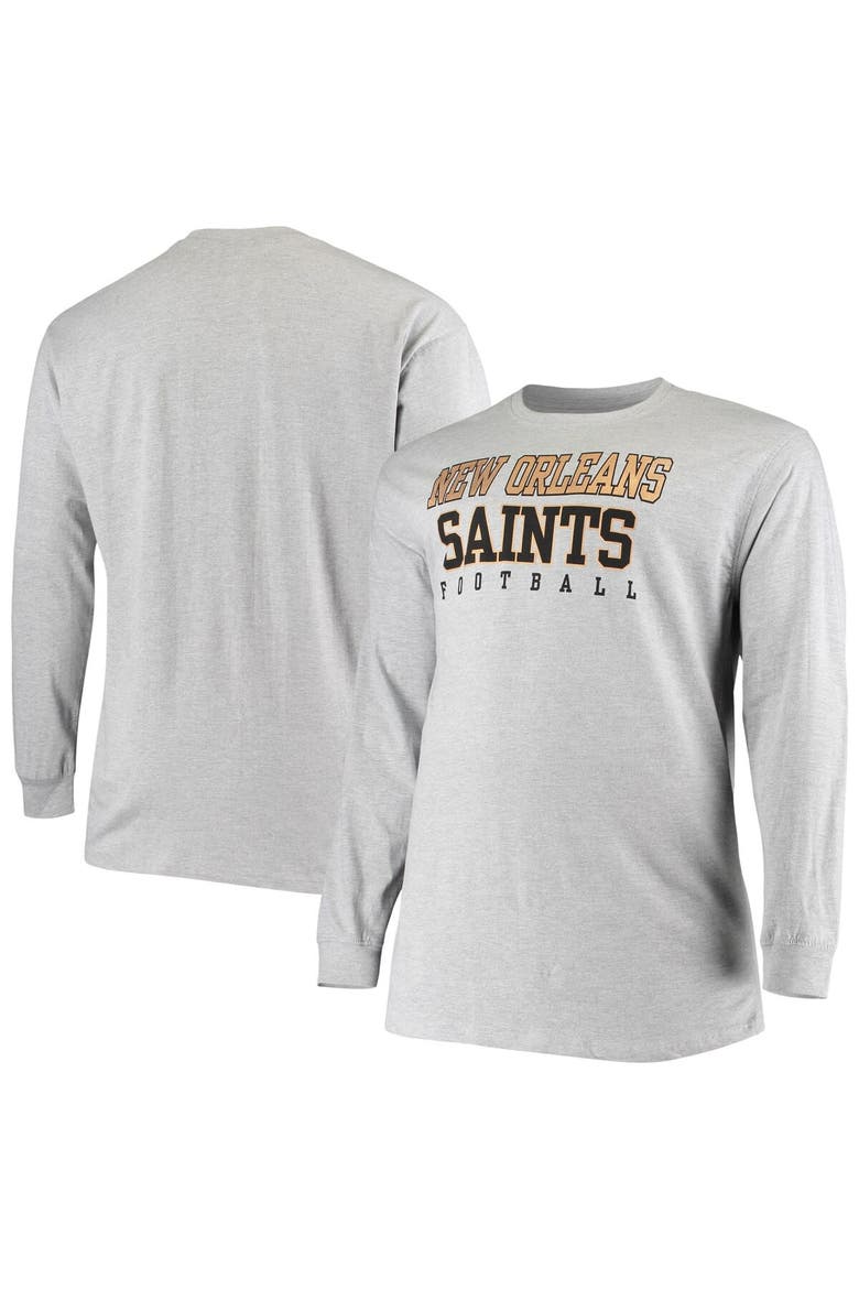 Men's Fanatics Branded Heathered Gray New Orleans Saints Big & Tall Practice Long Sleeve T-Shirt, Main, color, Heather Gray