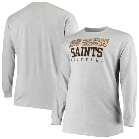 Men's Fanatics Branded Heathered Gray New Orleans Saints Big & Tall Practice Long Sleeve T-Shirt