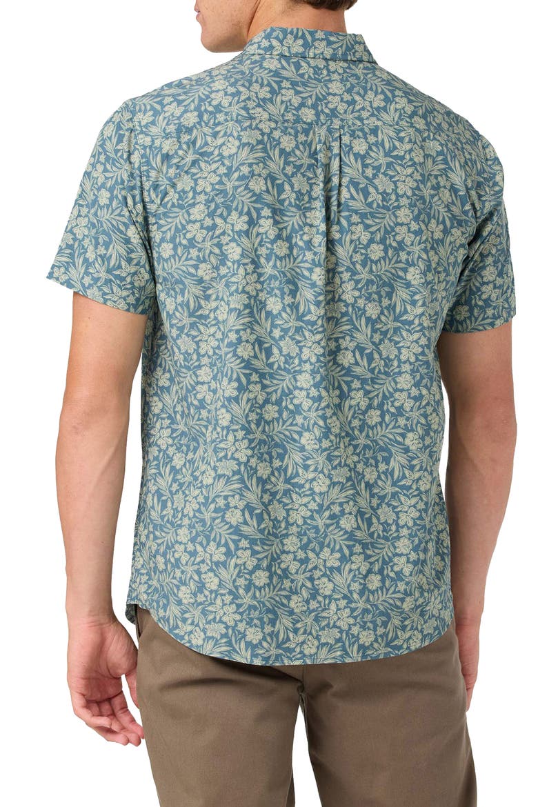 Oasis Floral Short Sleeve Button-Up Shirt, Alternate, color, DARK SLATE