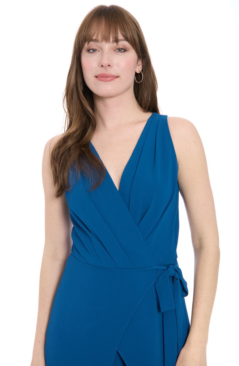 London Times Solid Side Tie Jumpsuit, Alternate, color, Blue Opal