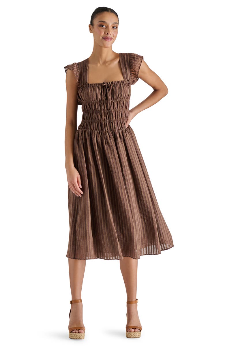 Steve Madden Maevelyn Midi Dress, Alternate, color, Bitter Chocolate