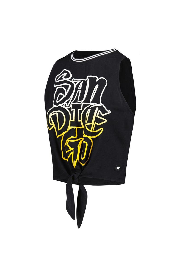 Women's The Wild Collective Black San Diego Padres Twisted Tie Front Tank Top, Alternate, color, Black