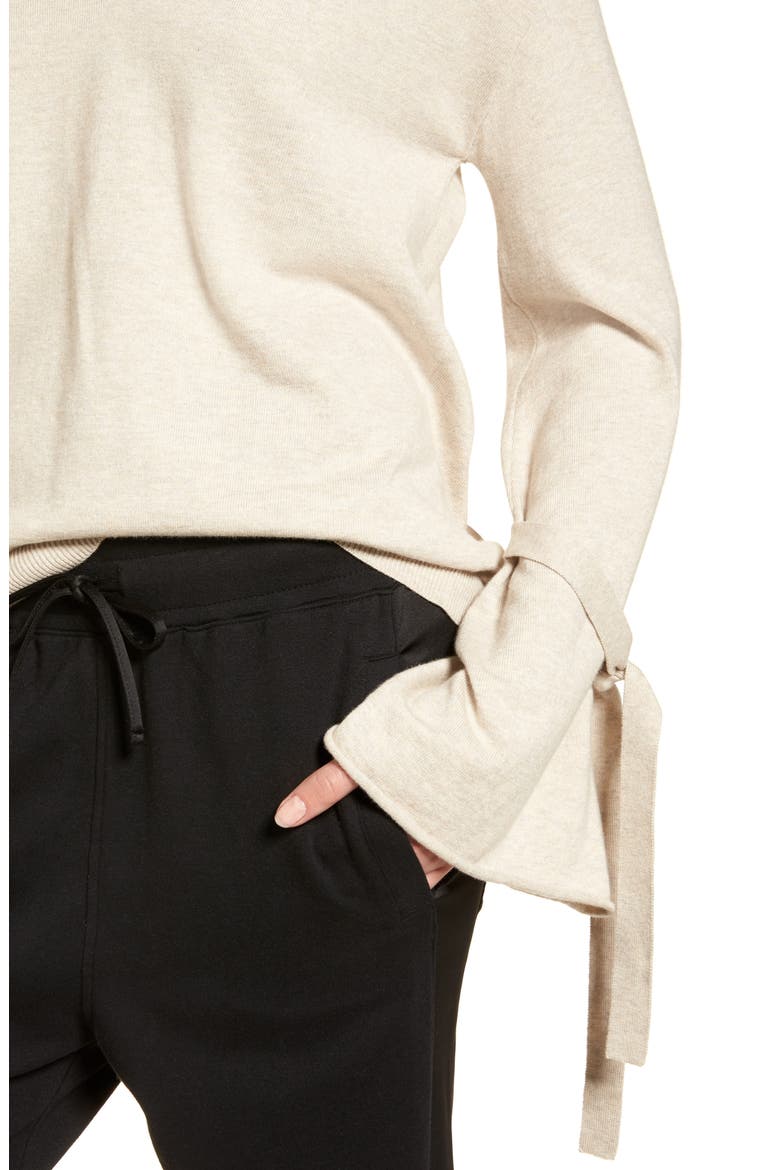Tie Bell Sleeve Top, Alternate, color, BEIGE OATMEAL MEDIUM HEATHER