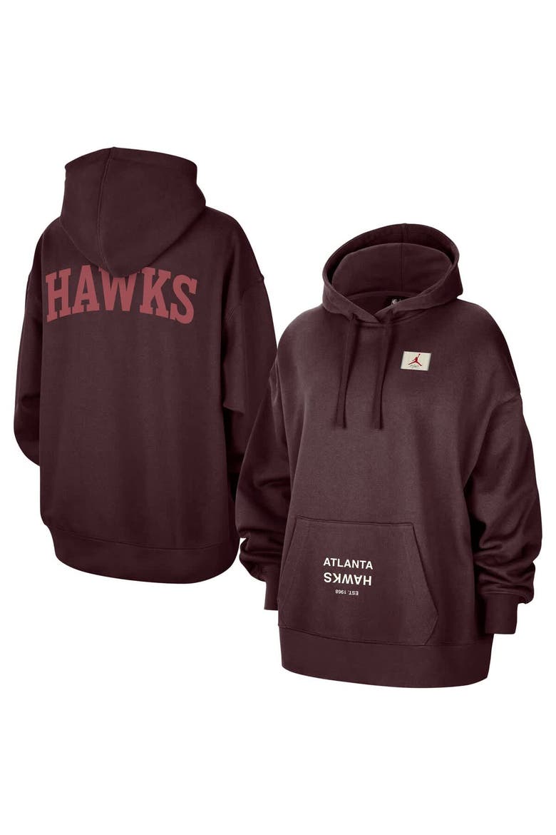 Women's Jordan Brand  Burgundy Atlanta Hawks Courtside Statement Edition Oversize Pullover Hoodie, Main, color, Burgundy