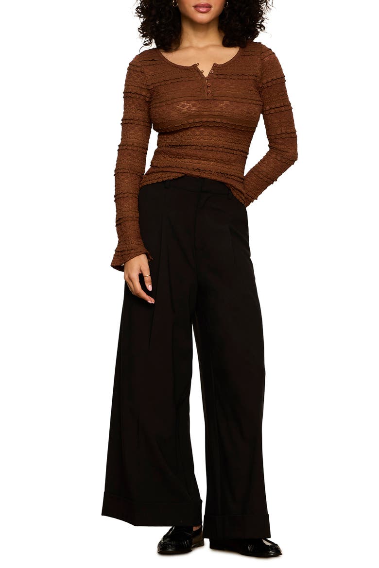 Lovely Lace Henley, Alternate, color, BURNT COCOA BROWN