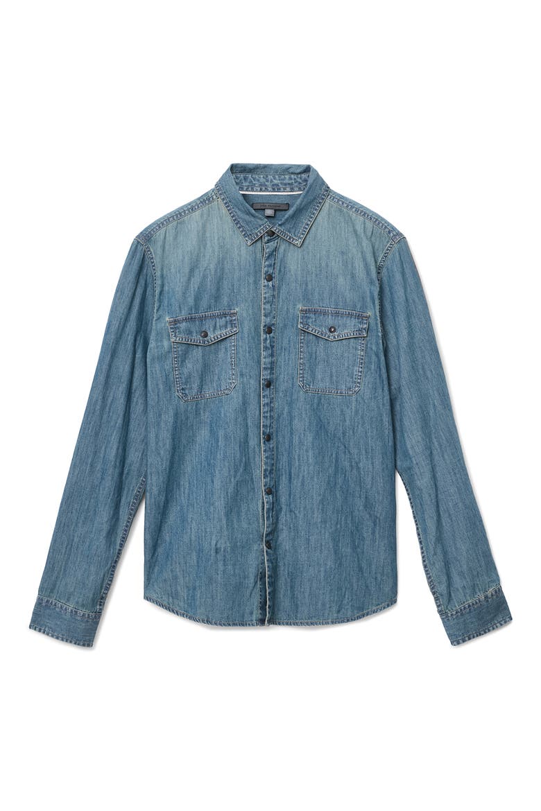 Otto Denim Snap-Up Western Shirt, Alternate, color, AGED BLUE
