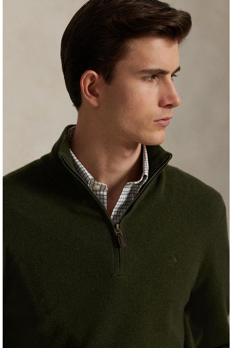 Regular Fit Wool Quarter Zip Sweater, Alternate, color, LEAF GREEN HEATHER