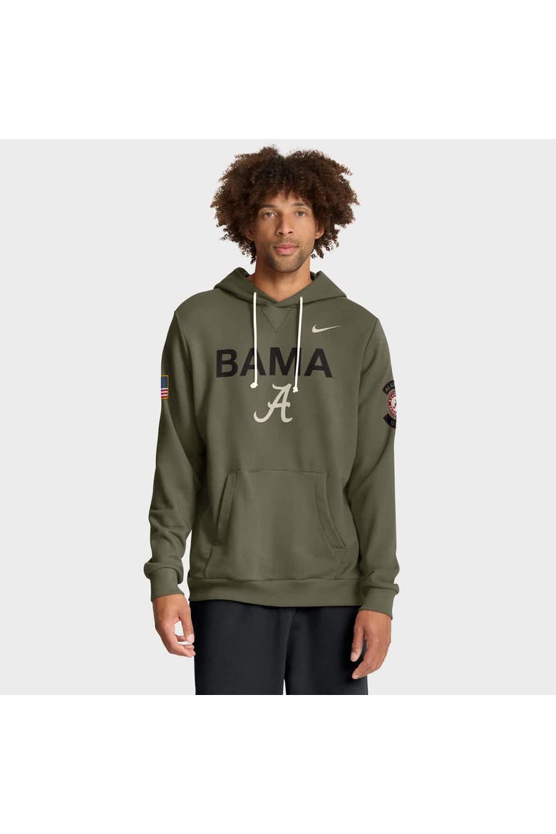 Men's Nike Olive Alabama Crimson Tide 2025 Military Appreciation Performance Pullover Hoodie, Main, color, Olive