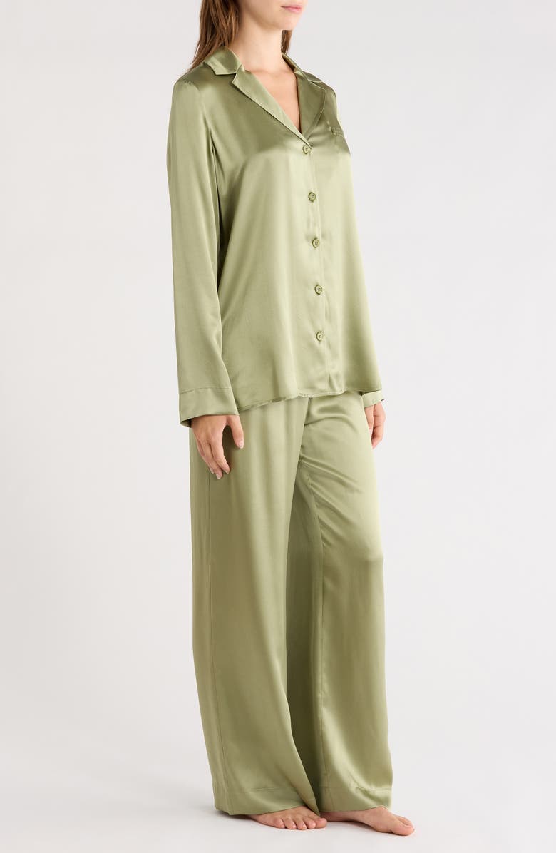 Reformation Ella Silk Pajamas, Alternate, color, Artichoke
