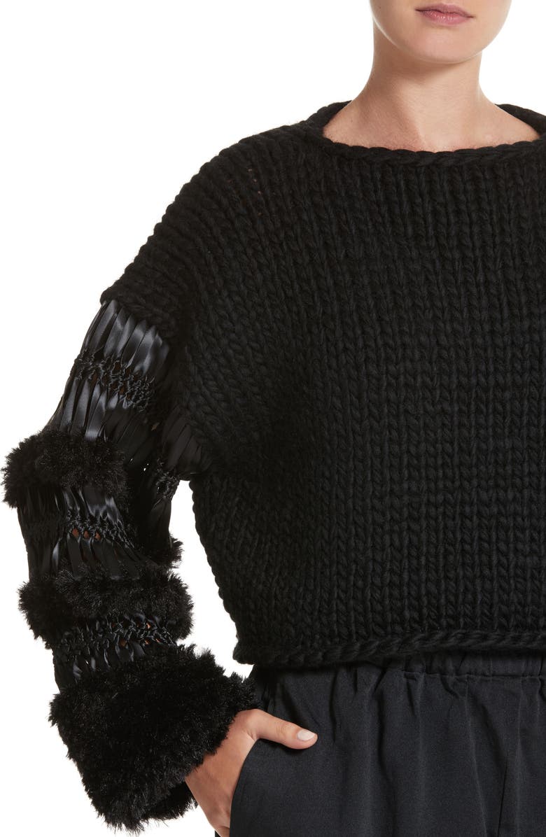 Noir Kei Ninomiya Mixed Media Sweater, Alternate, color,