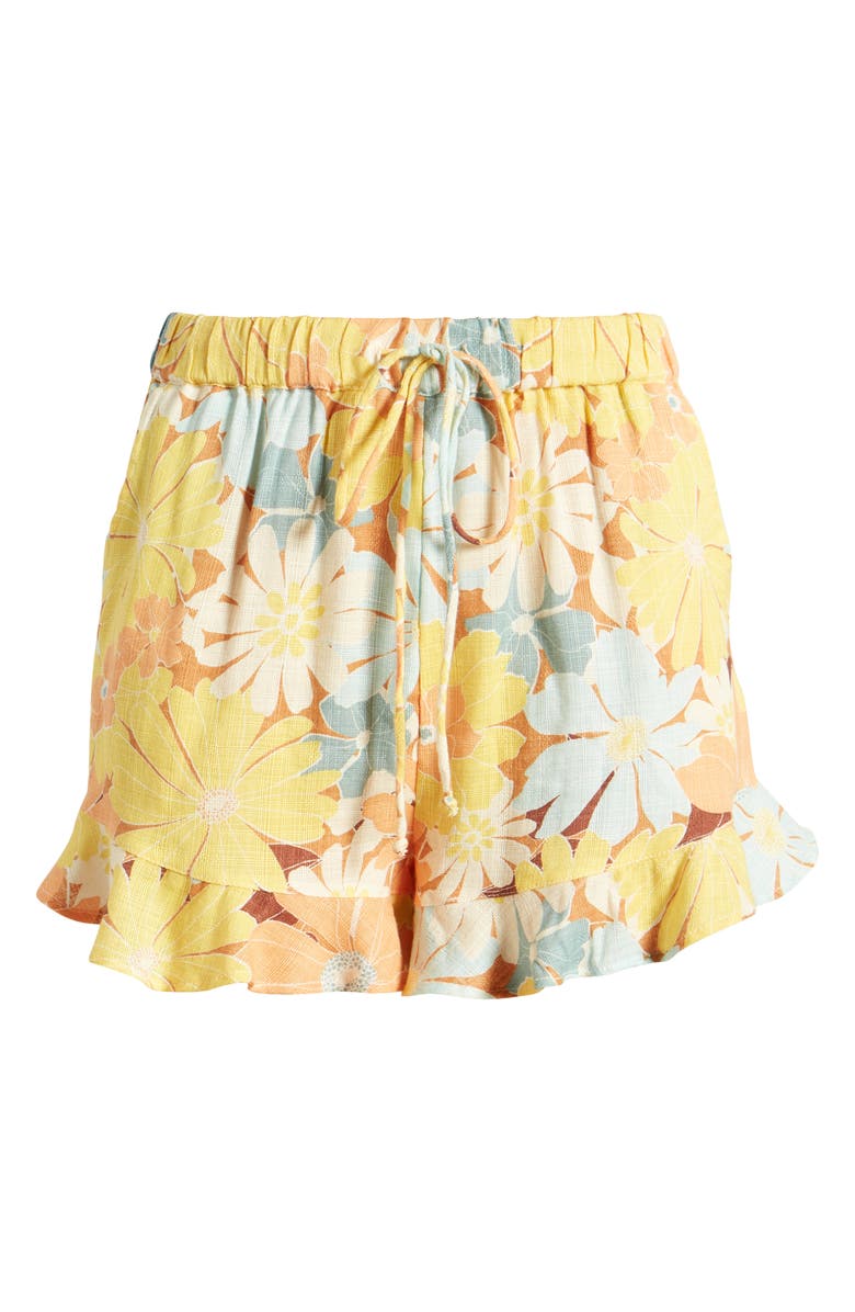Rip Curl Sunrise Session Floral Ruffle Hem Shorts, Alternate, color, 