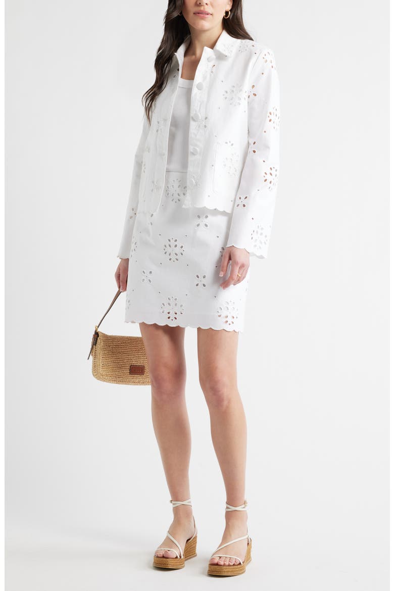 Eyelet Lace Jacket, Alternate, color, WHITE