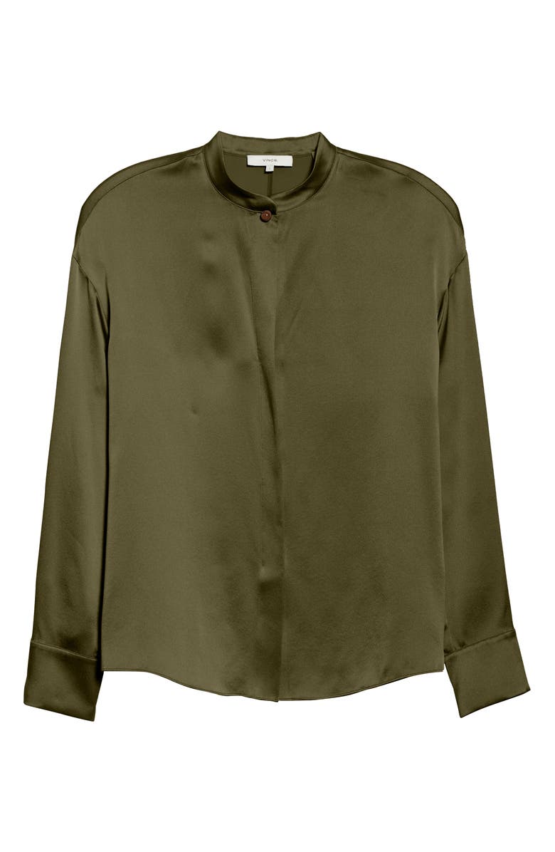 Vince Wrap Front Long Sleeve Silk Blouse, Alternate, color, 