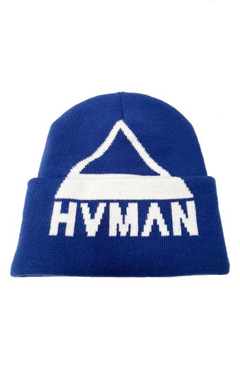 Hvman Triangle Logo Knit Beanie In Classic Blue