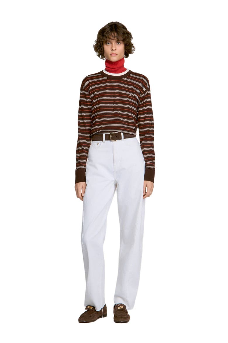 Striped wool sweater, Alternate, color, Brown