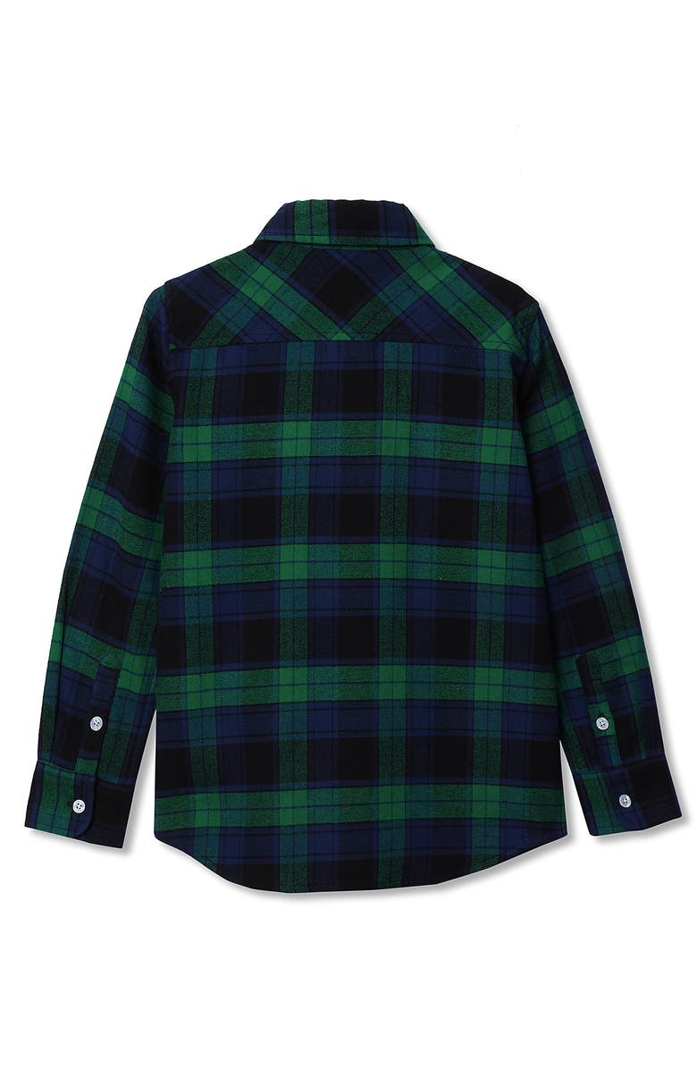 Lands' End Kids Long Sleeve Flannel Shirt, Alternate, color, Rich Clover/Navy Plaid