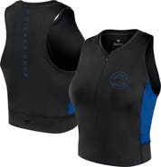 Fanatics Signature Women's Fanatics Signature Black Chicago Cubs Studio Half-Zip Fitted Gym Tank Top