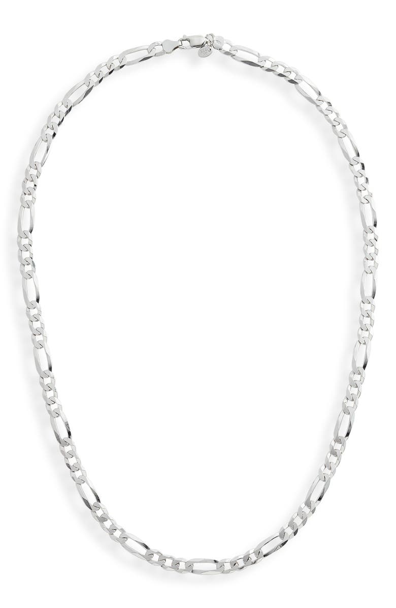 Argento Vivo Sterling Silver Men's Figaro Chain Link Necklace, Main, color, 