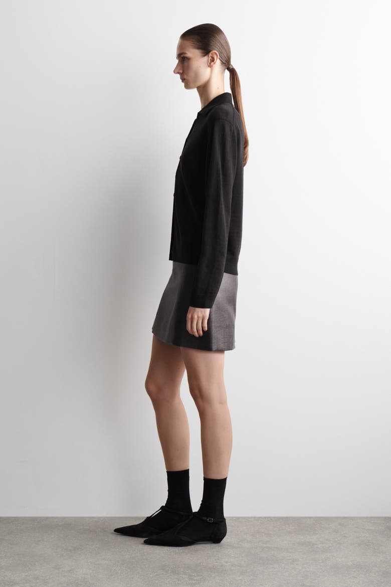 Knitted Linen-Merino Shirt, Alternate, color, BLACK
