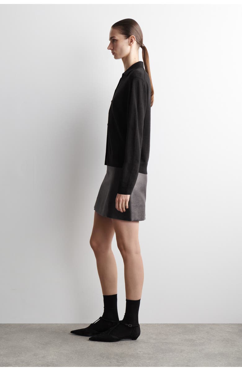 COS Knitted Linen-Merino Shirt, Alternate, color, Black