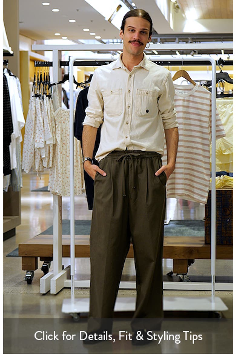 Pleat Front Drawstring Cotton Twill Pants video