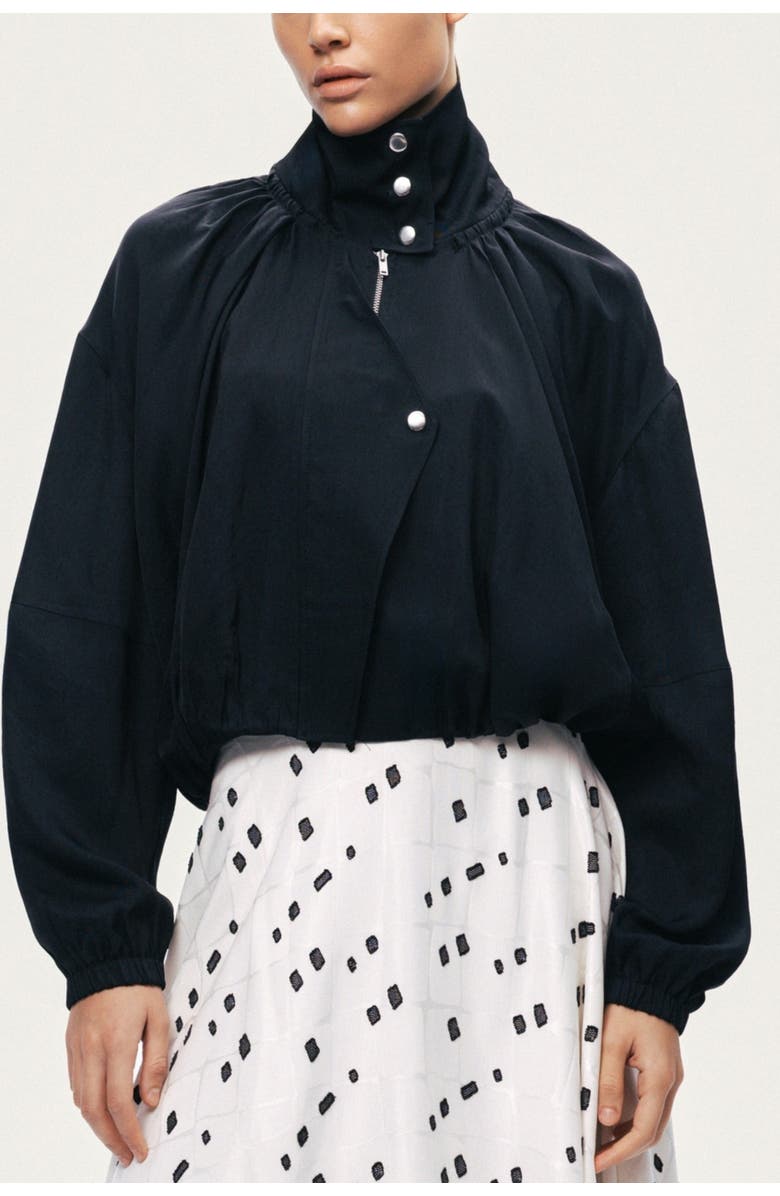 Nocturne High-Neck Gathered Jacket, Main, color, Black