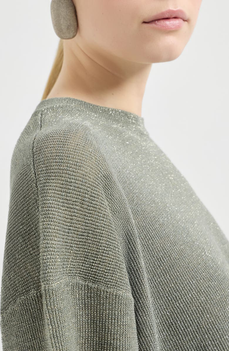 Brunello Cucinelli Sparkling linen sweater, Alternate, color, Military