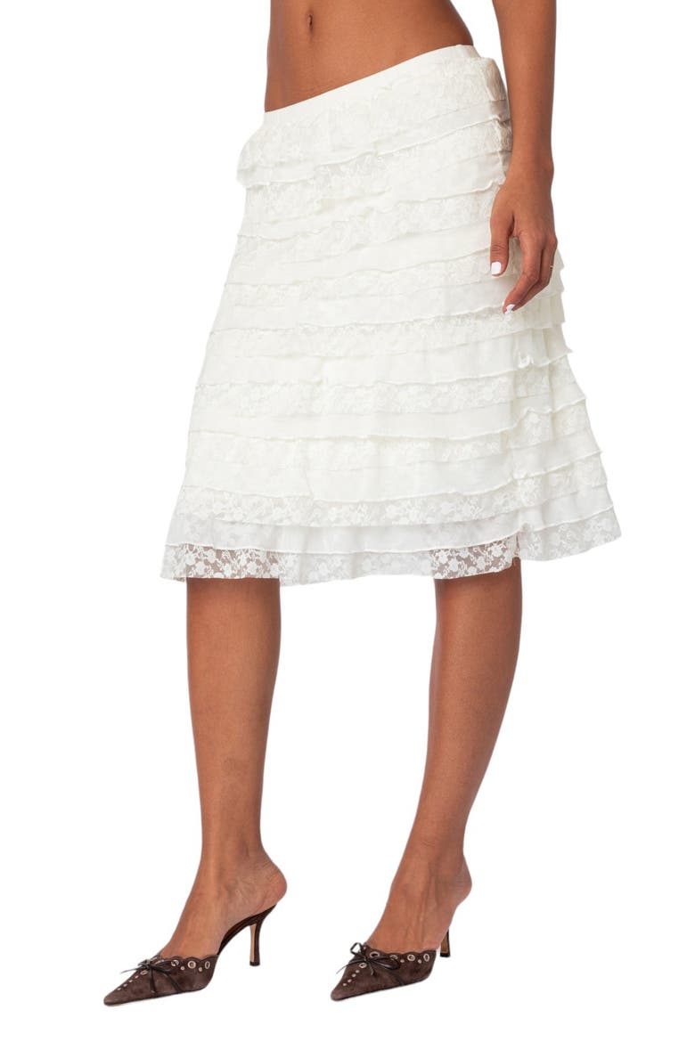 Louise Lace & Ruffle Tiered Skirt, Alternate, color, CREAM