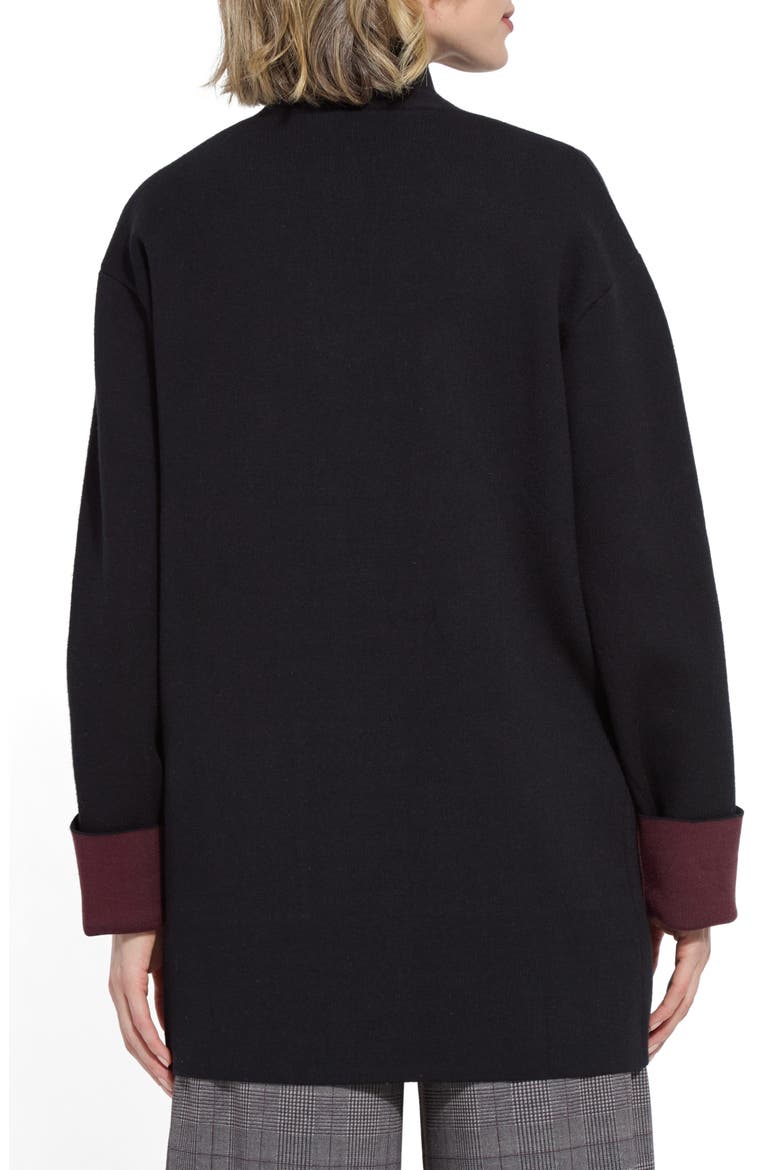 Nicolette Double Knit Cardigan, Alternate, color, BLACK/ DARK PLUM