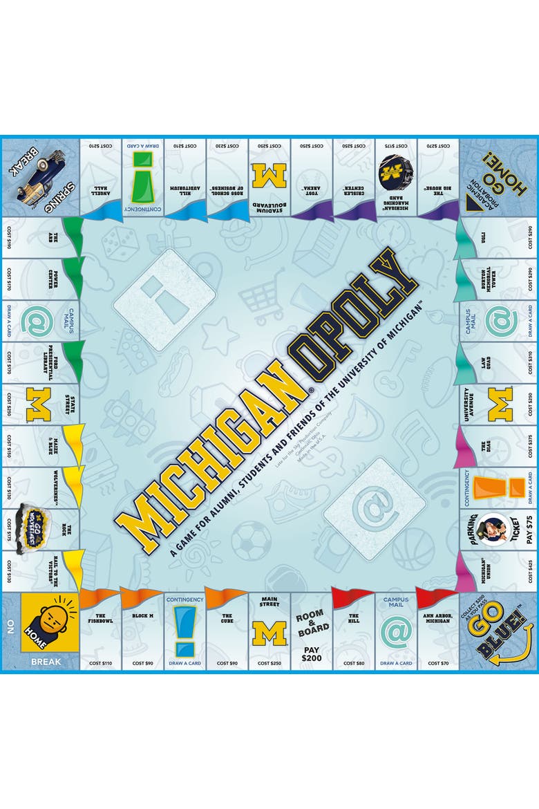 Michigan Opoly U of Michigan Board Game, Alternate, color, Multicolored