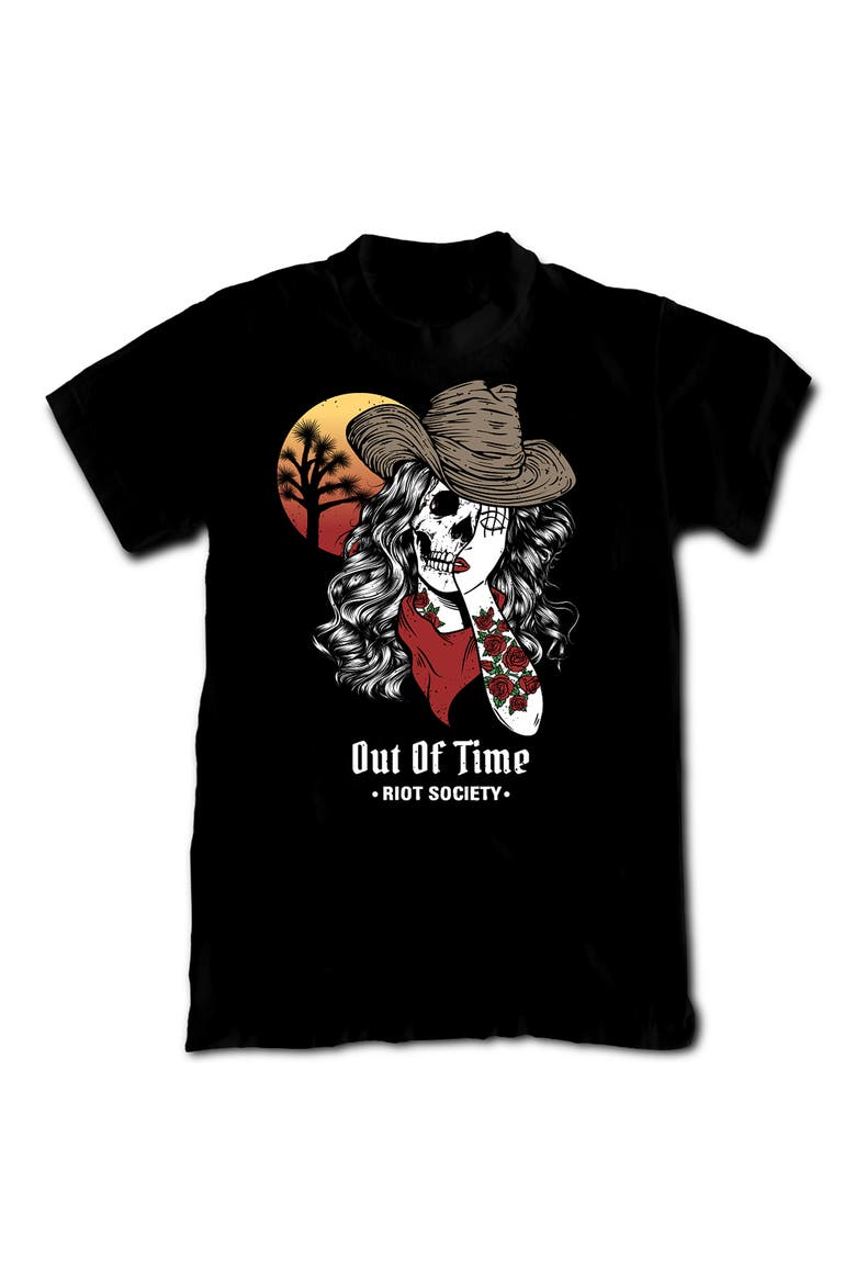 Out of Time Cowgirl Cotton Crew T-Shirt, Main, color, BLACK