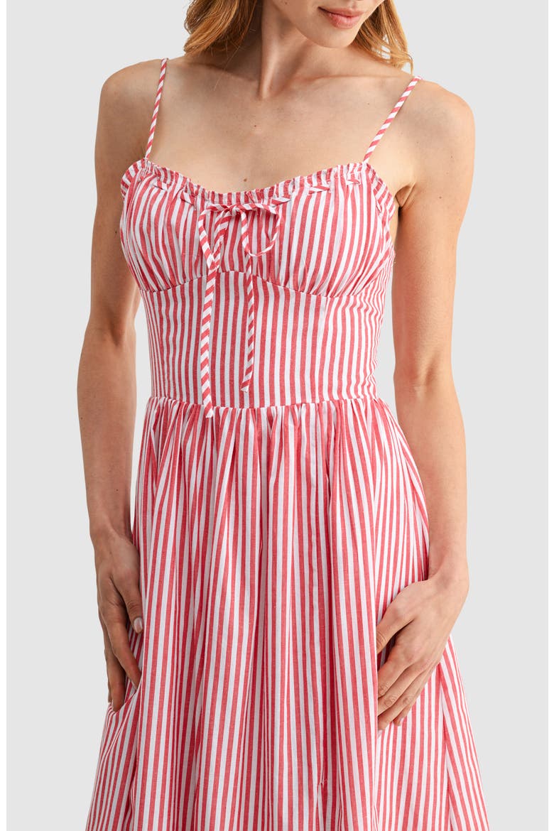 Sweetheart Neck Cotton Fit & Flare Midi Dress, Alternate, color, RED STRIPE