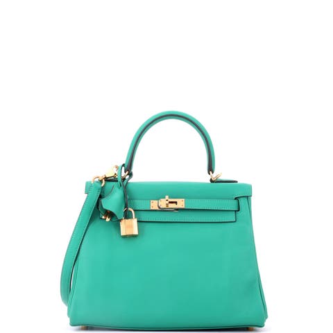 Kelly Handbag Green Swift with Gold Hardware 25