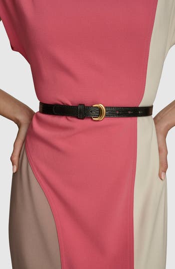 【Donna Karan New York】Hardware-Trim Fall Sheath Dress Donna Karan New York Women's Hardware-Trim Faux-Wrap Dress