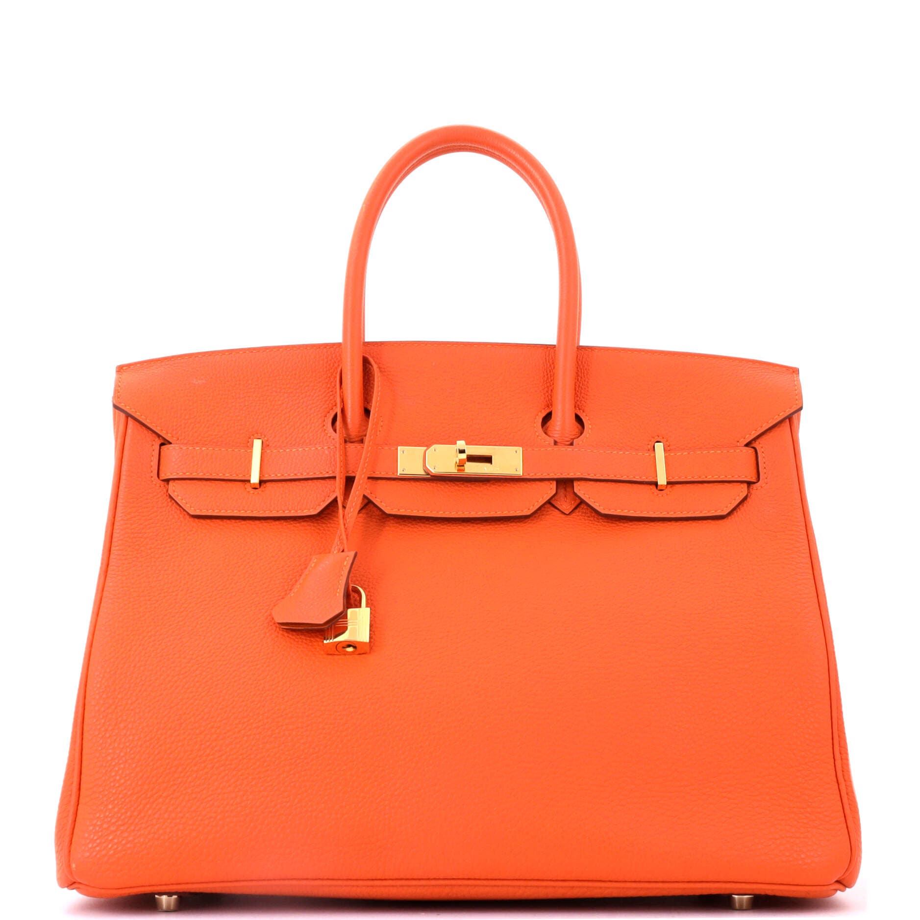 Pre-Owned Hermes Birkin Handbag Orange Togo with Gold Hardware 35, Main, color, Feu