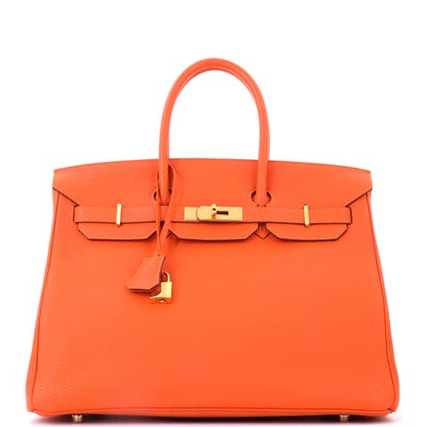 Birkin Handbag Orange Togo with Gold Hardware 35