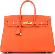 Pre-Owned Hermes Birkin Handbag Orange Togo with Gold Hardware 35