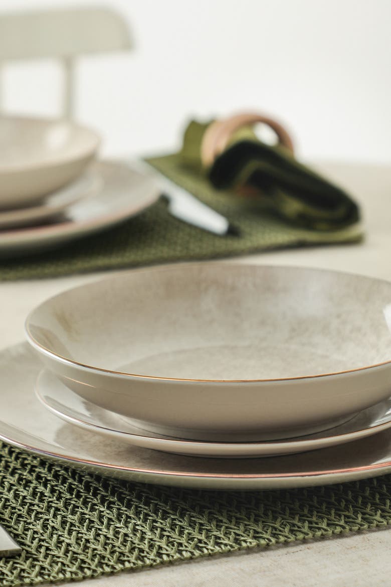 Onyx Porcelain 24-piece Dinnerware Set, Alternate, color, Beige and Gold