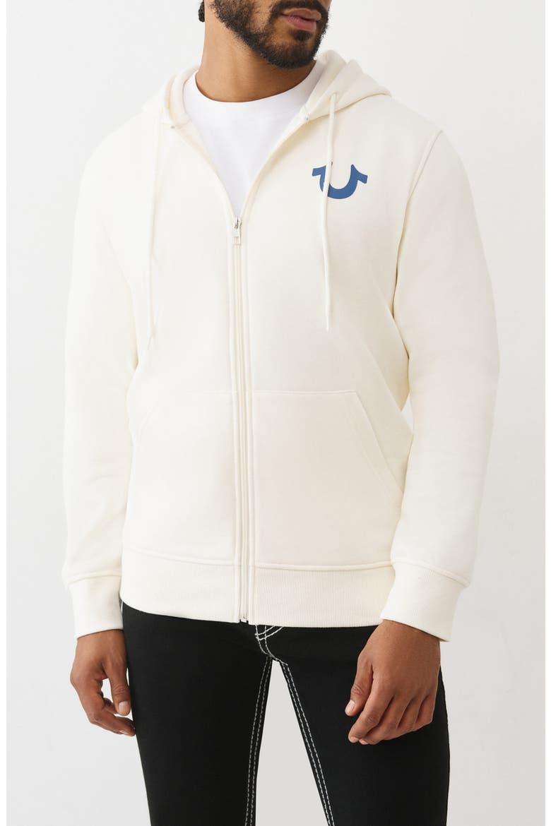Stitched Logo Zip Hoodie, Main, color, WINTER WHITE