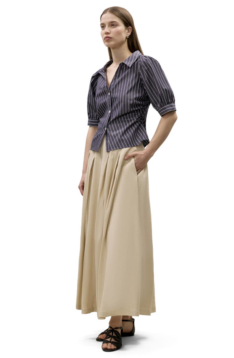 Rebecca Taylor Isla Stripe Poplin Shirt, Alternate, color, Navy Stripe