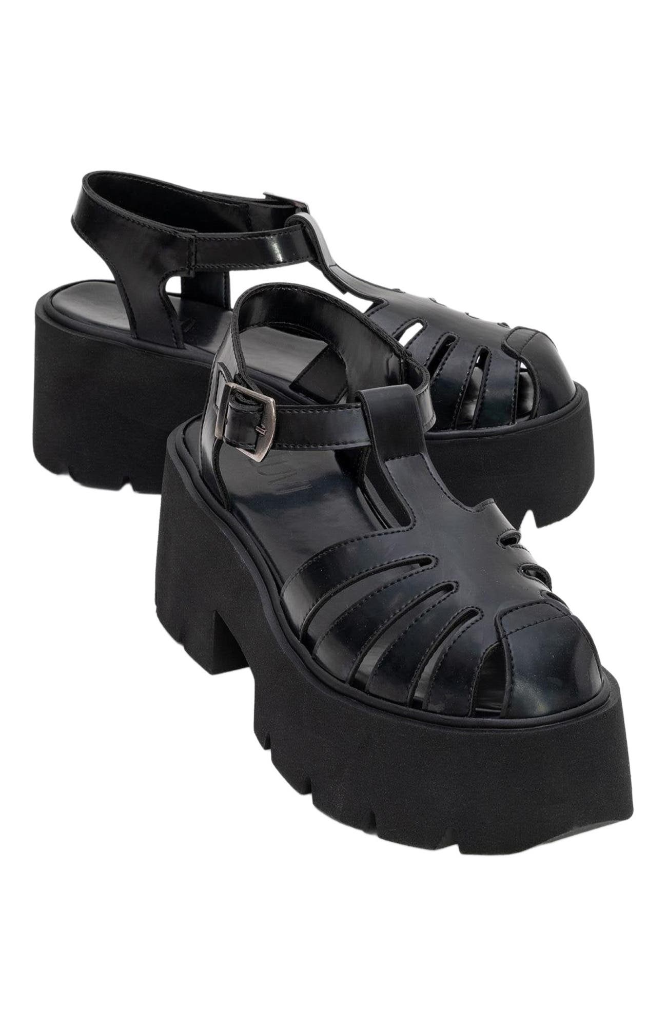 Prologue Shoes Verua Platform Sandal, Alternate, color, Black Faux Leather