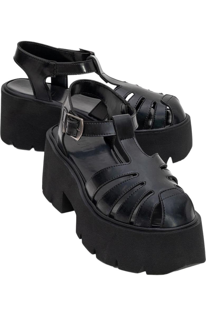Prologue Shoes Verua Platform Sandal, Alternate, color, Black Faux Leather