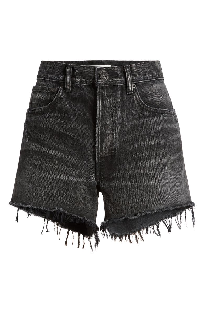 MOUSSY VINTAGE MV Aristide Distressed High Waist Denim Shorts, Alternate, color, Black