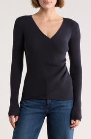 MAX STUDIO Faux Wrap Knit Sweater