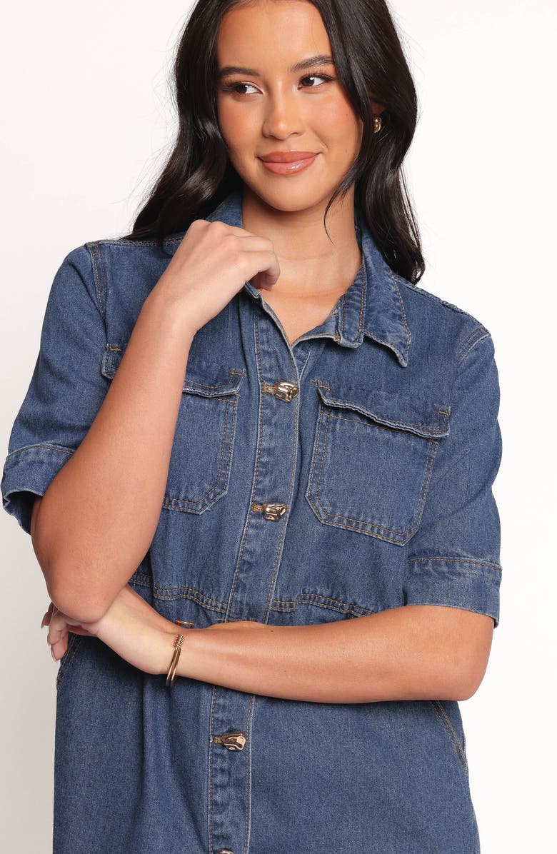 Petal & Pup Fleming Denim Mini Shirtdress, Alternate, color, Denim