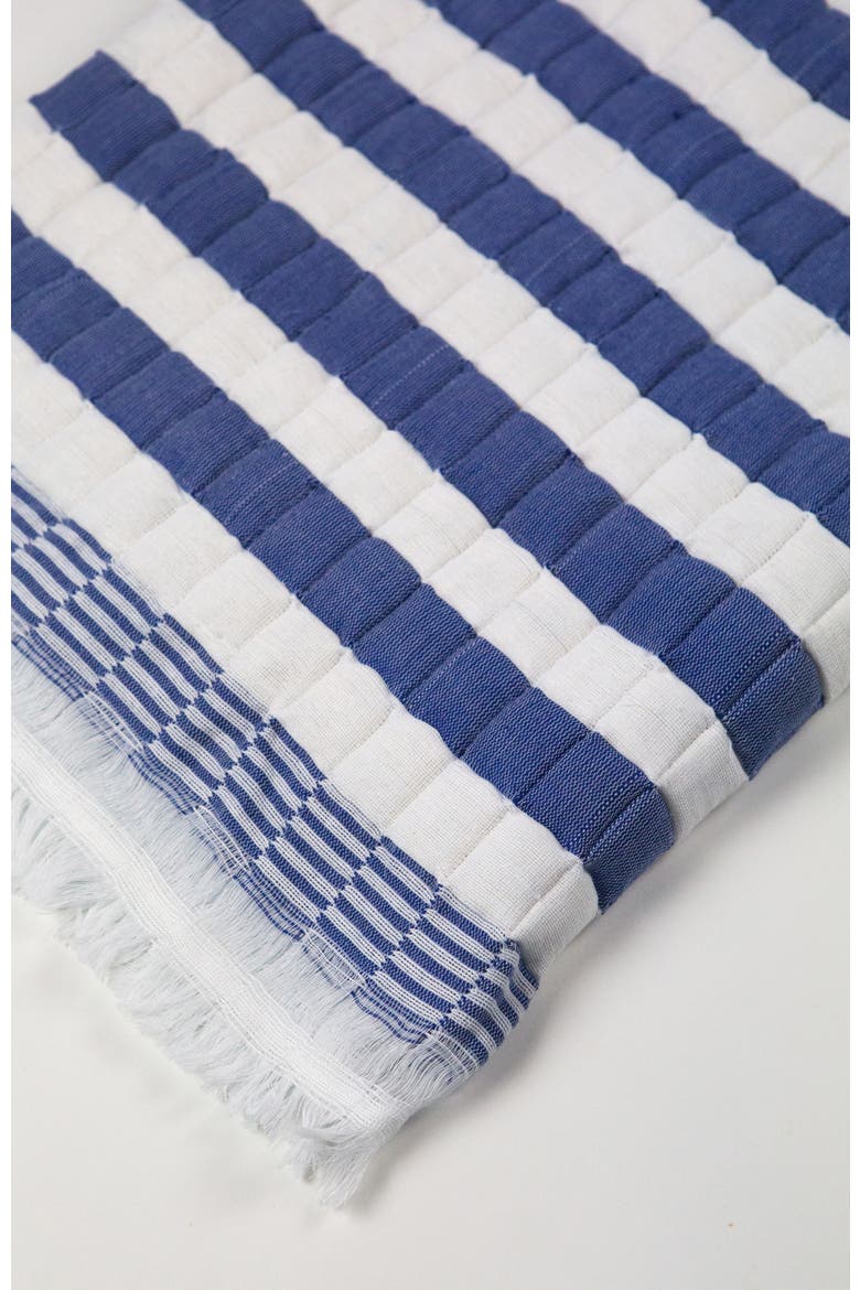 Quilted Sujani Striped Throw Blanket, Alternate, color, Blue