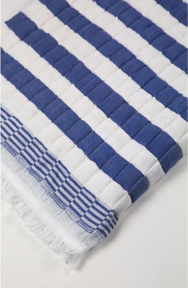 Archive New York Quilted Sujani Striped Throw Blanket, Alternate, color, Blue