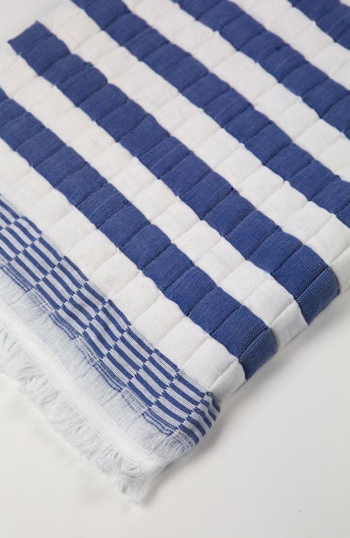 Archive New York Quilted Sujani Striped Throw Blanket In Blue